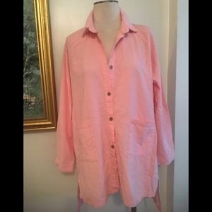 Gracile long sleeve peach button down cover up size 2XL
